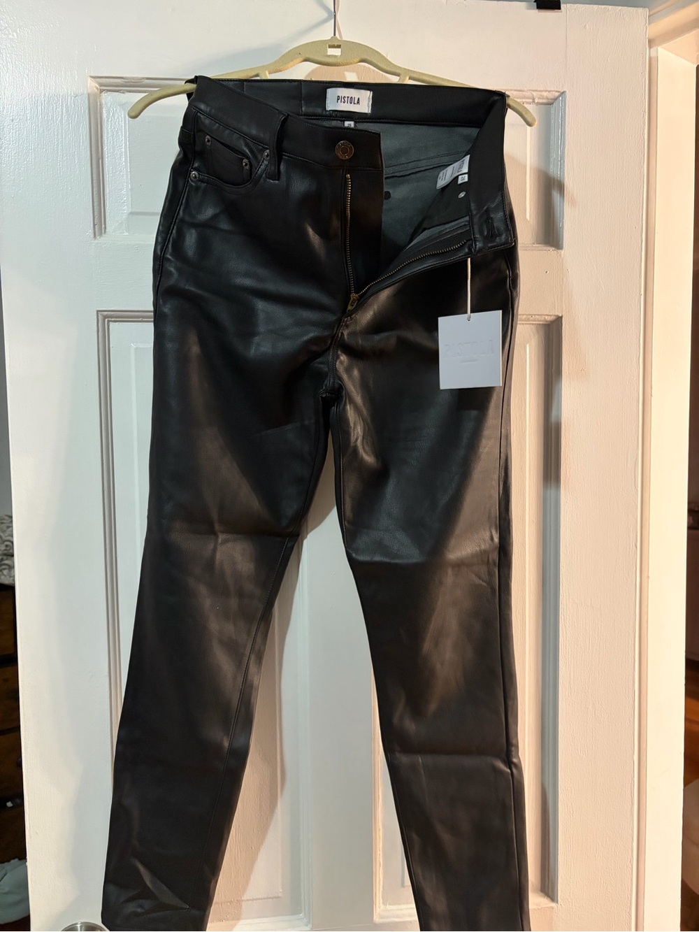 pistola Black Faux Leather Skinny Pants